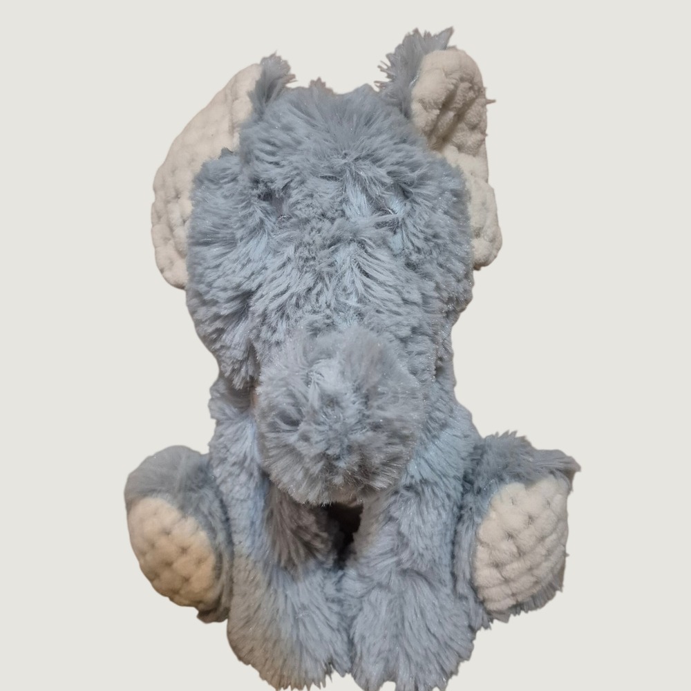 Stephan Baby Elephant Plush Toy 10" Soft Stuffed Animal Faux Fur Blue Nursery